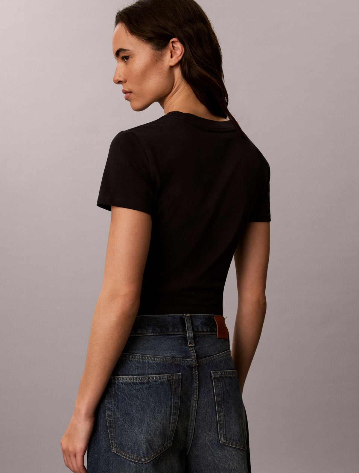 Slim Glitter Monogram Logo Tee - Calvin Klein Women
