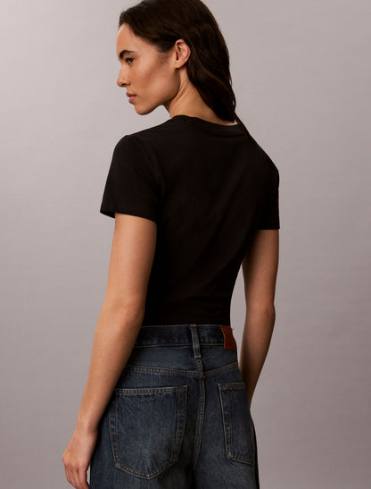 Slim Glitter Monogram Logo Tee - Calvin Klein Women