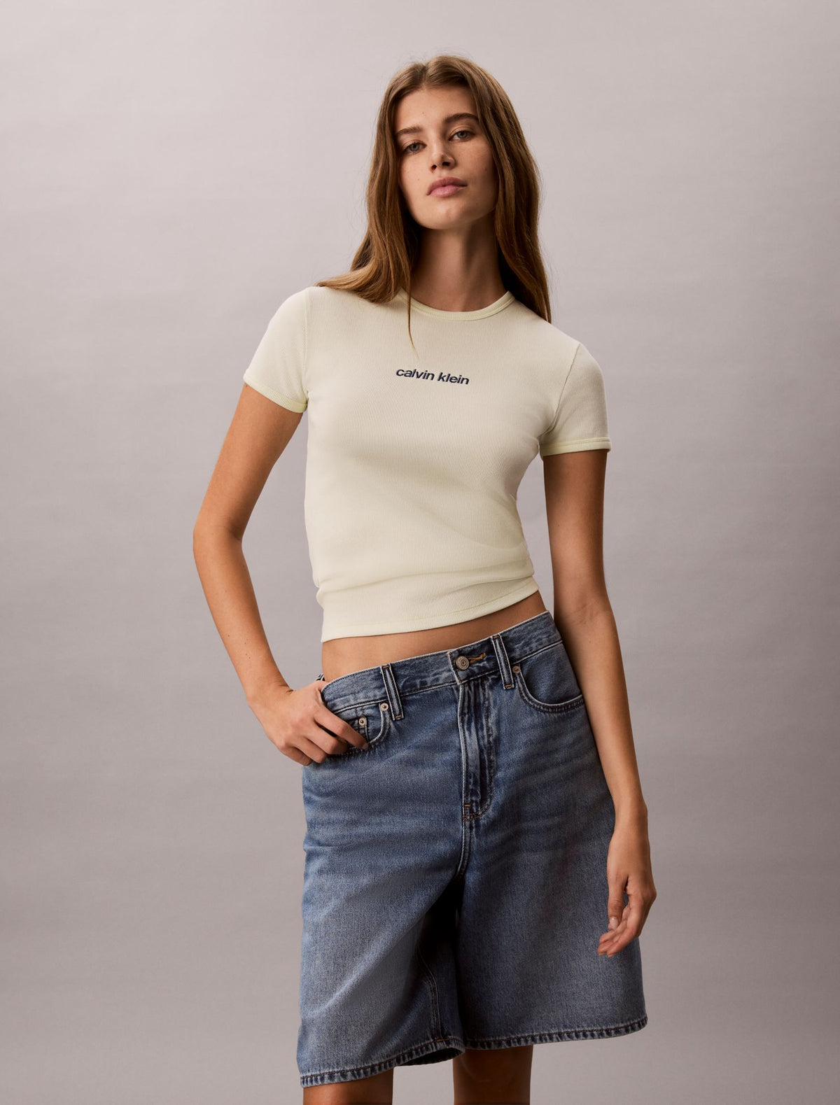Contour Rib Logo Cropped Tee - Calvin Klein Women