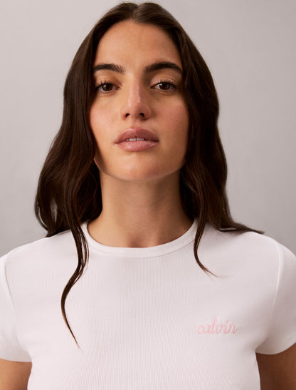 Contour Rib Logo Graphic Slim T-Shirt - Calvin Klein Women