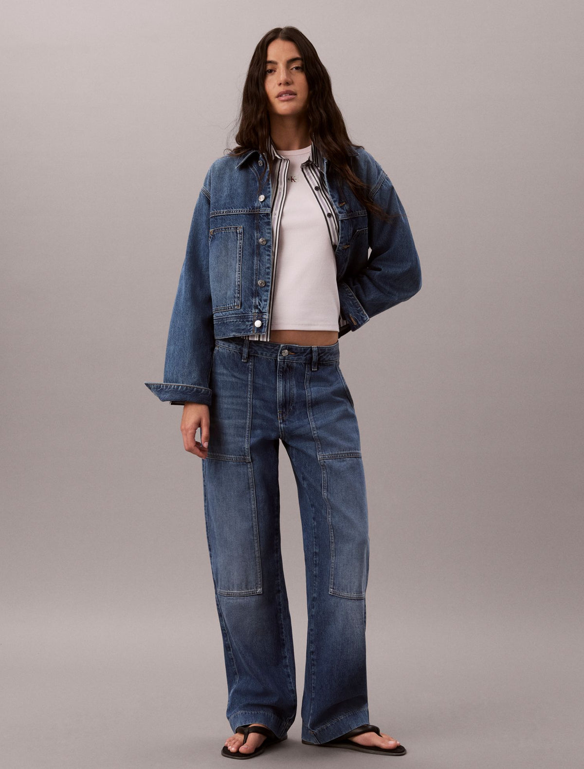 Woven Monologo Rib Tee - Calvin Klein Women