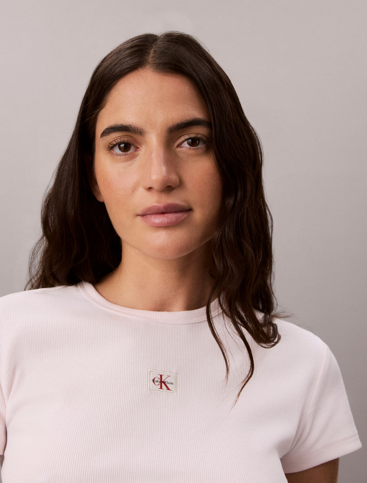Woven Monologo Rib Tee - Calvin Klein Women