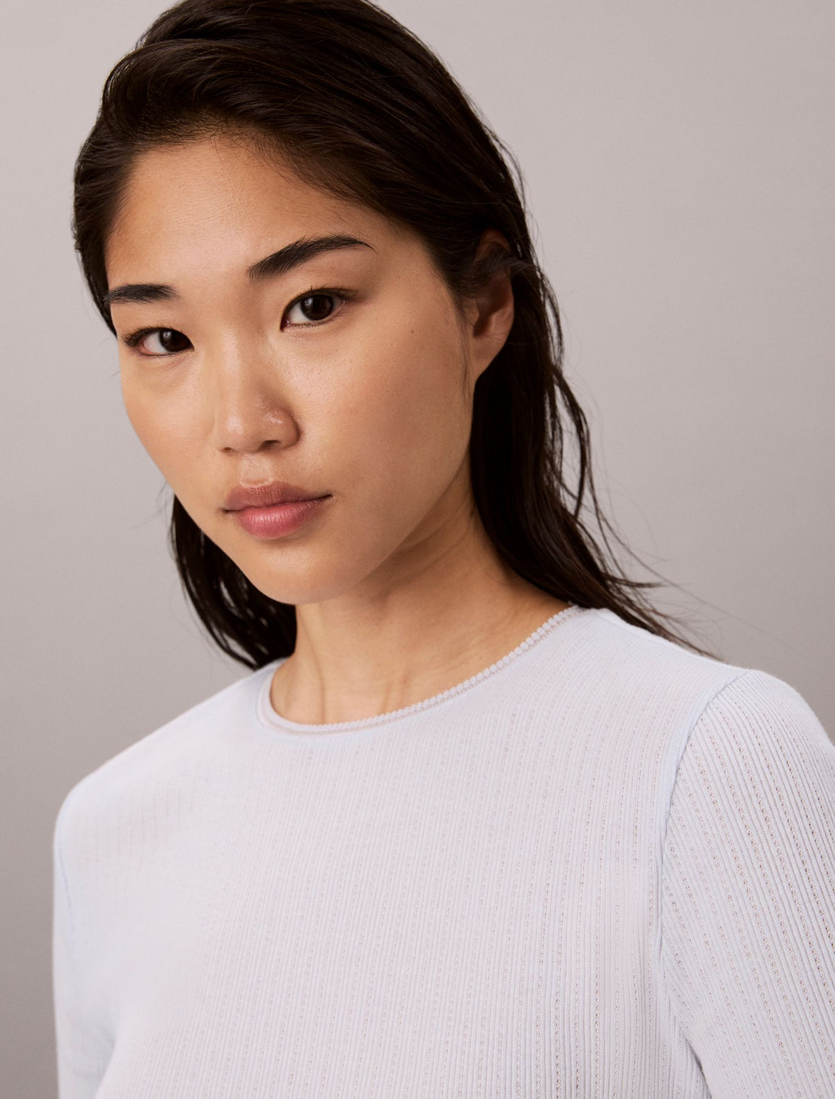 Pointelle Knit Slim Tee - Calvin Klein Women