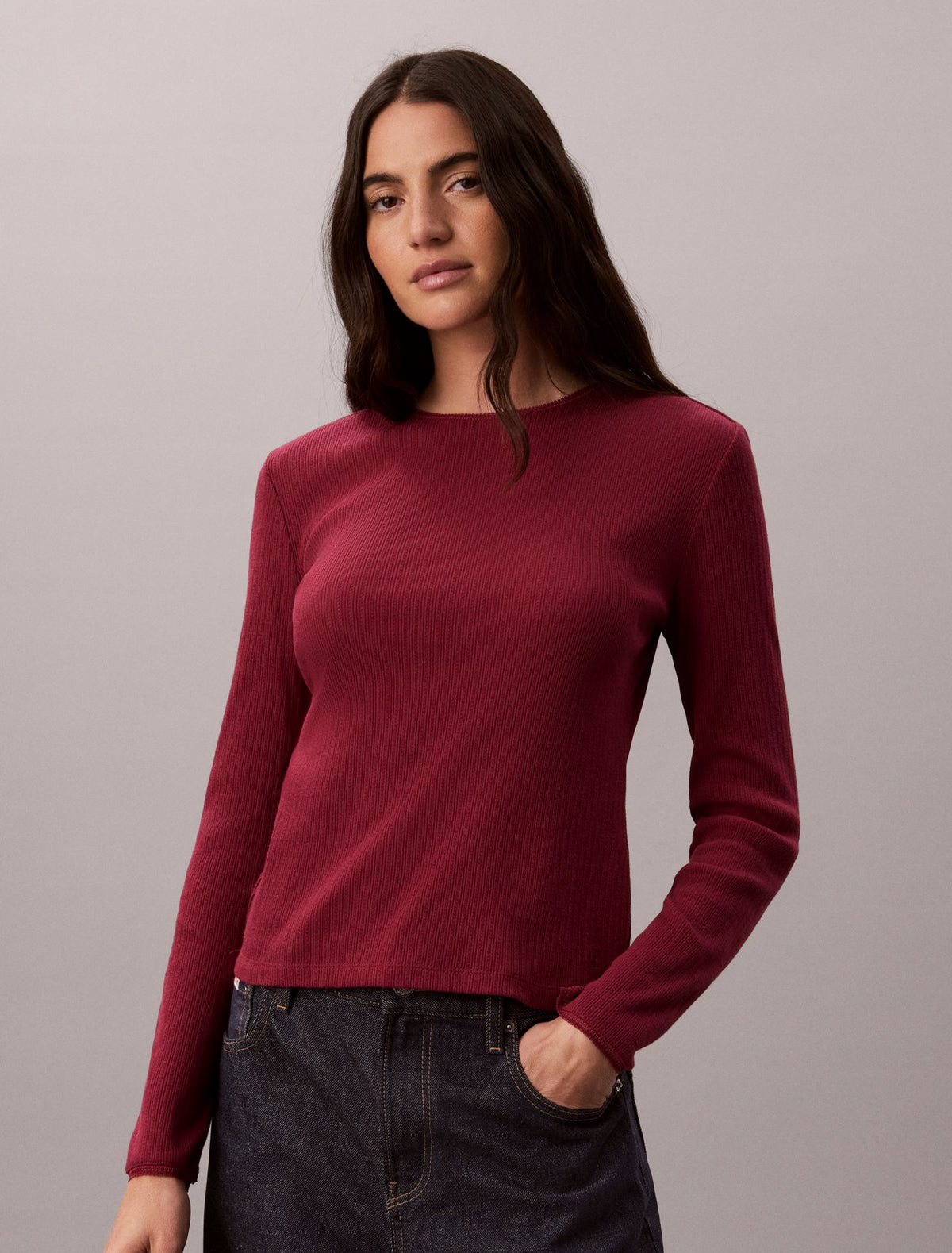 Pointelle Knit Slim Tee - Calvin Klein Women