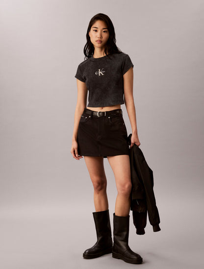 Monologo Rib Acid Wash Baby Tee - Calvin Klein Women
