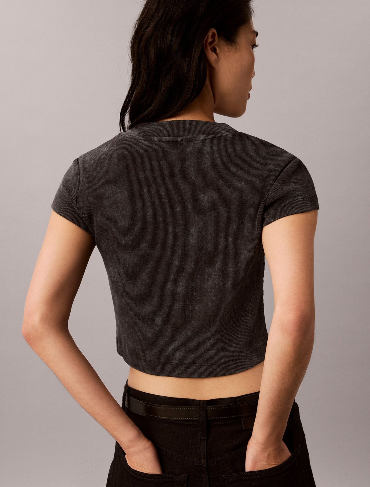 Monologo Rib Acid Wash Baby Tee - Calvin Klein Women