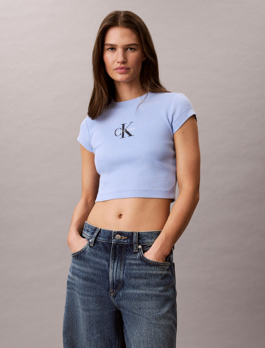 Monologo Rib Acid Wash Baby Tee - Calvin Klein Women