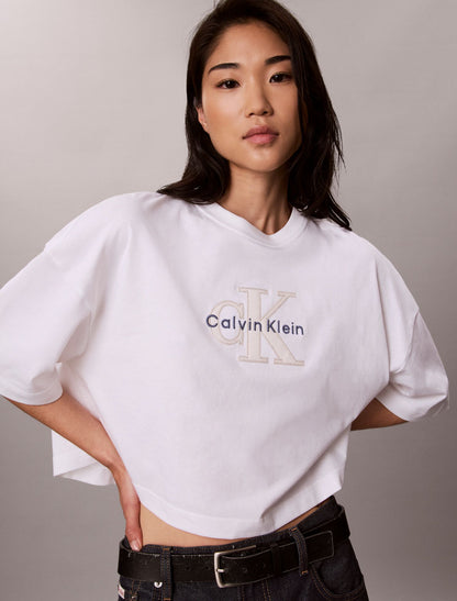 Denim Monologo Boxy T-Shirt - Calvin Klein Women