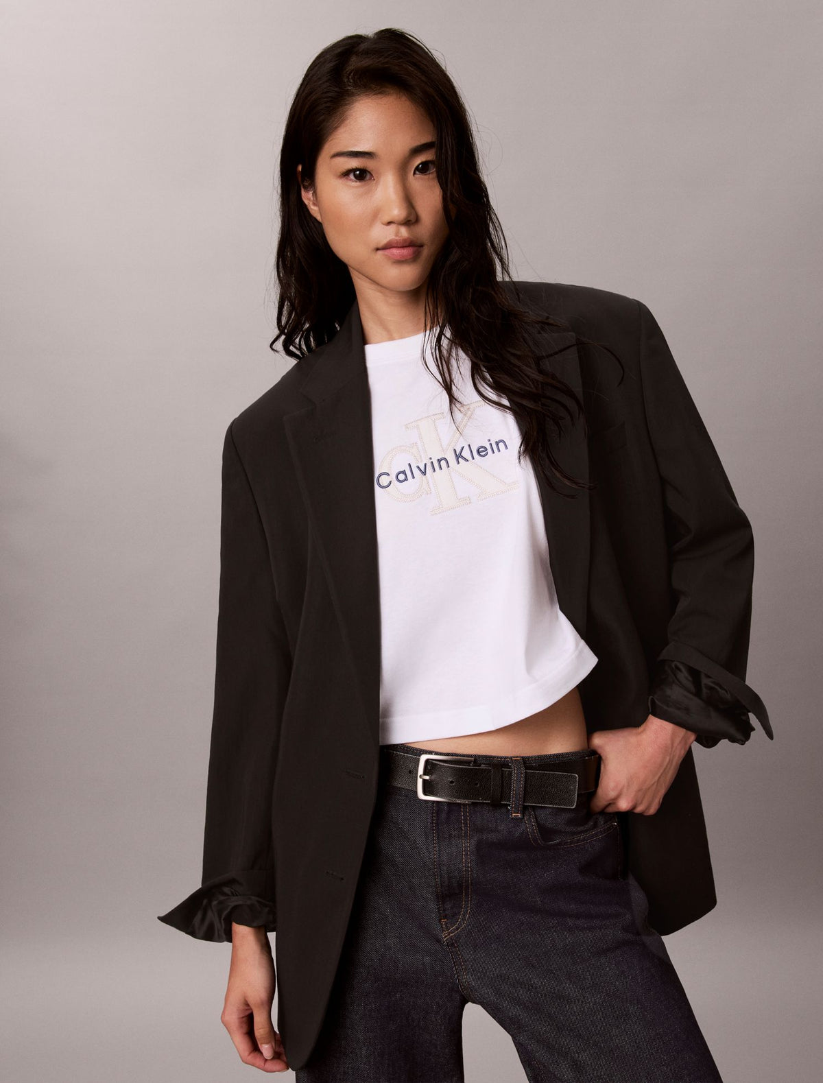 Denim Monologo Boxy T-Shirt - Calvin Klein Women