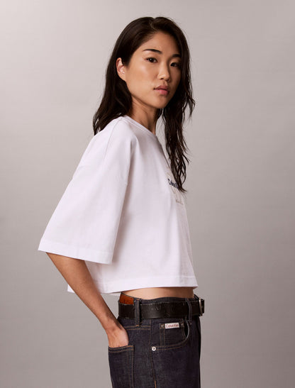 Denim Monologo Boxy T-Shirt - Calvin Klein Women