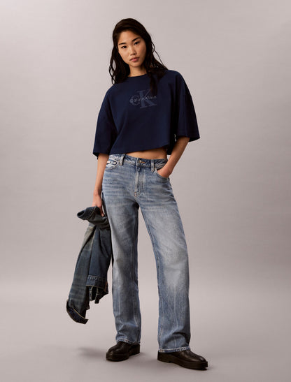 Denim Monologo Boxy T-Shirt - Calvin Klein Women