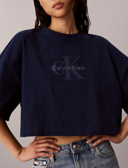 Denim Monologo Boxy T-Shirt - Calvin Klein Women