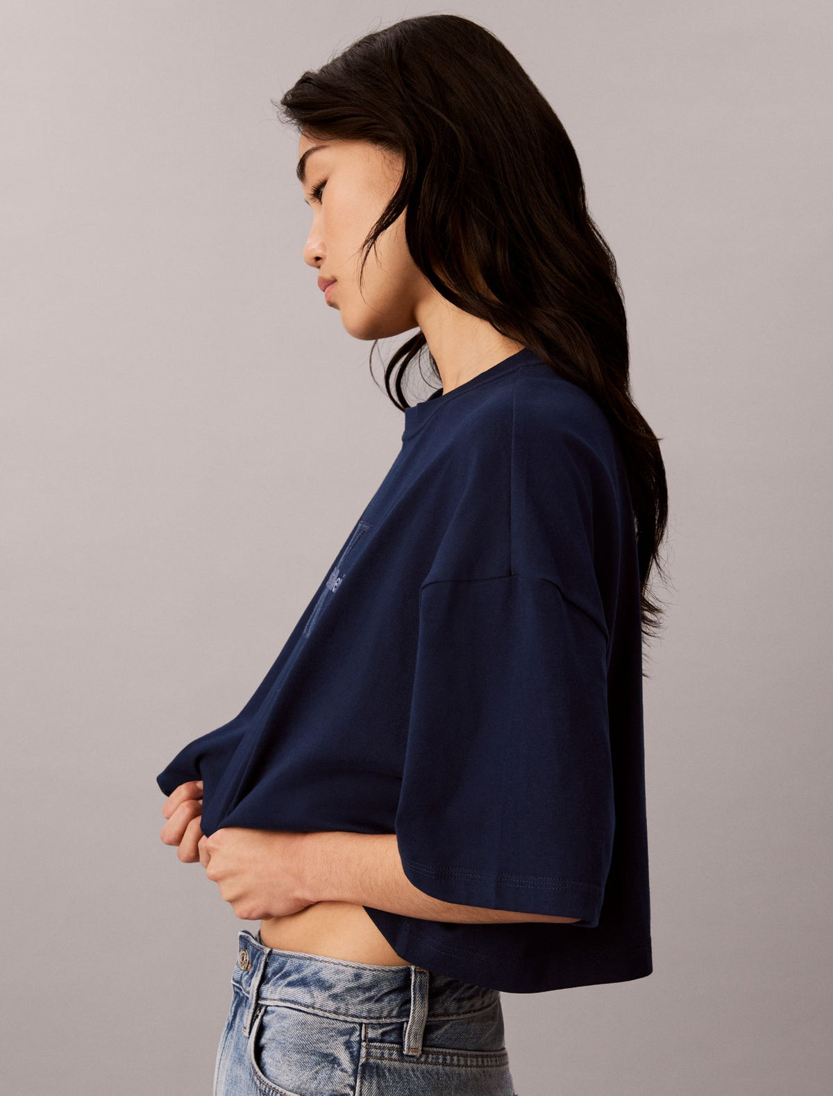 Denim Monologo Boxy T-Shirt - Calvin Klein Women