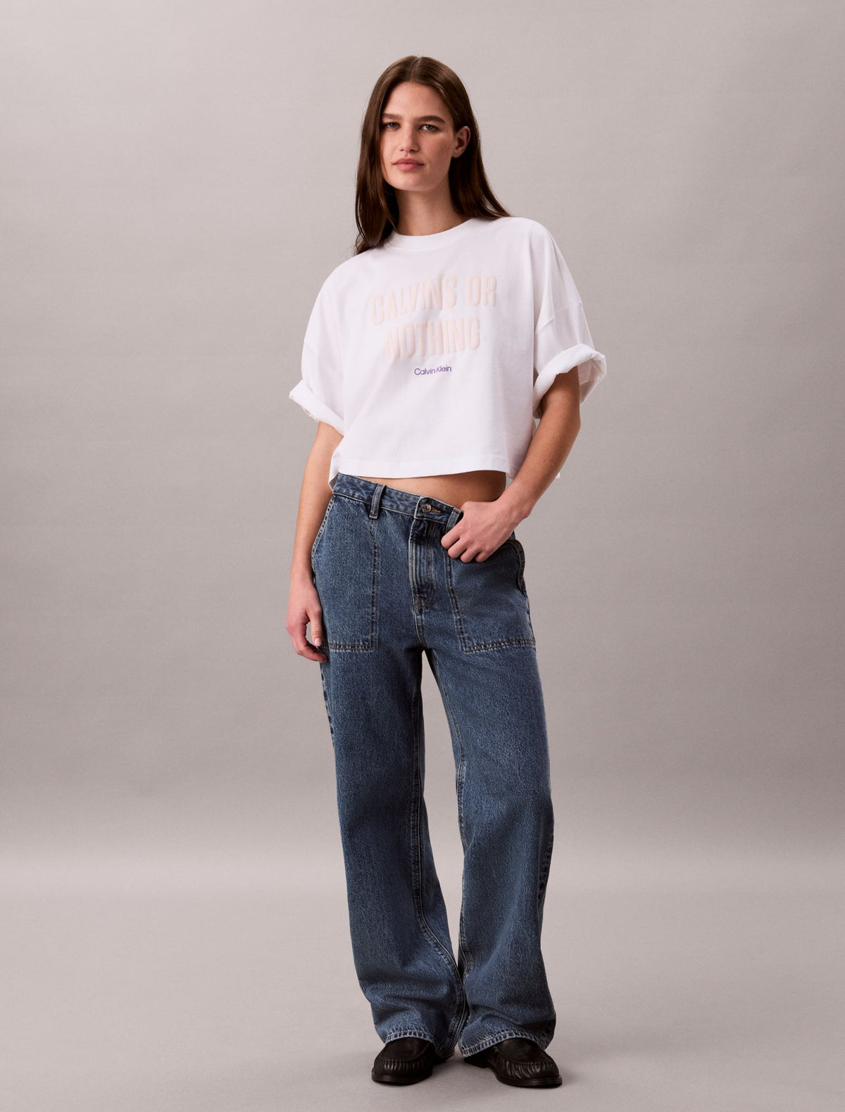 Boxy Cropped Bold Logo Tee - Calvin Klein Women