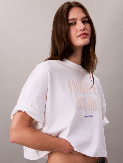 Boxy Cropped Bold Logo Tee - Calvin Klein Women