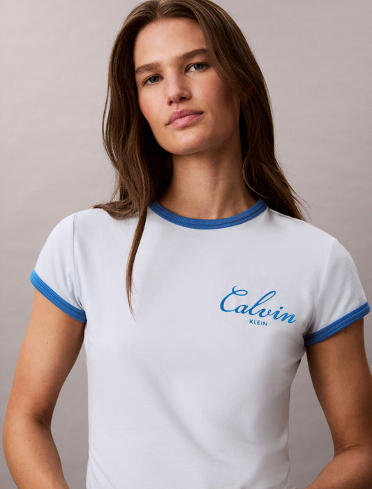 Slim Varsity Logo Ringer Tee - Calvin Klein Women