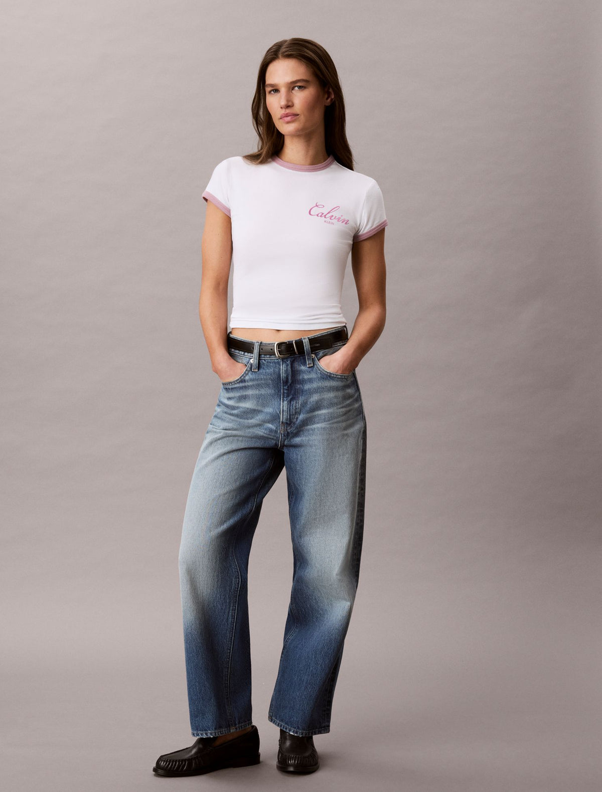 Slim Varsity Logo Ringer Tee - Calvin Klein Women