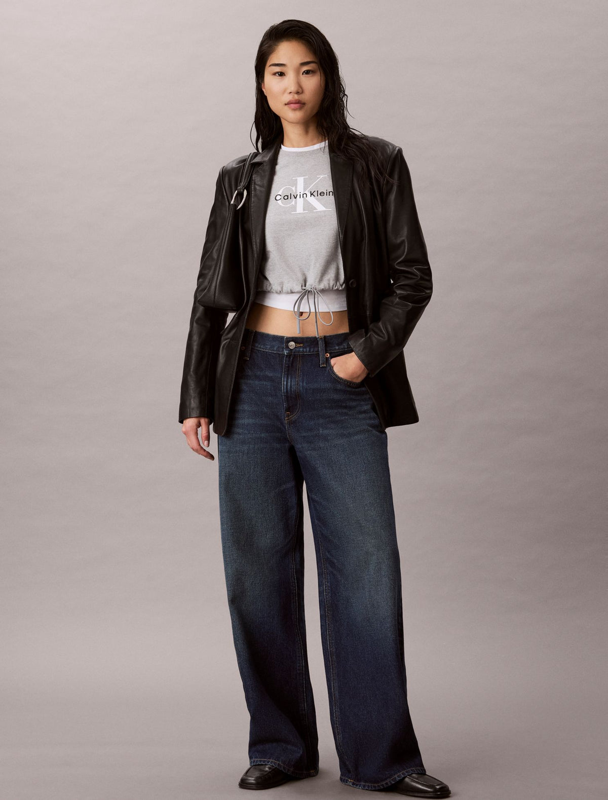 Monologo Cropped Drawstring Tee - Calvin Klein Women