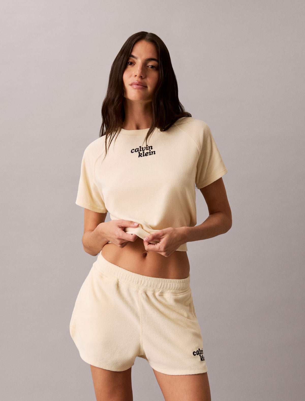 Towel Terry 1989 Logo Cropped Sweatshirt - Calvin Klein Women