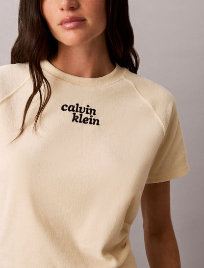 Towel Terry 1989 Logo Cropped Sweatshirt - Calvin Klein Women