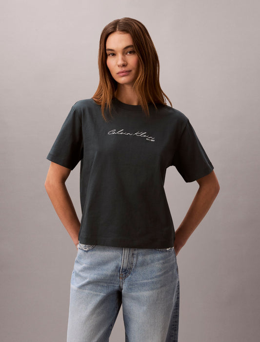 Script Logo Graphic Boxy T-Shirt - Calvin Klein Women