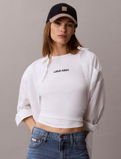 Contour Rib Logo Cropped Tee - Calvin Klein Women