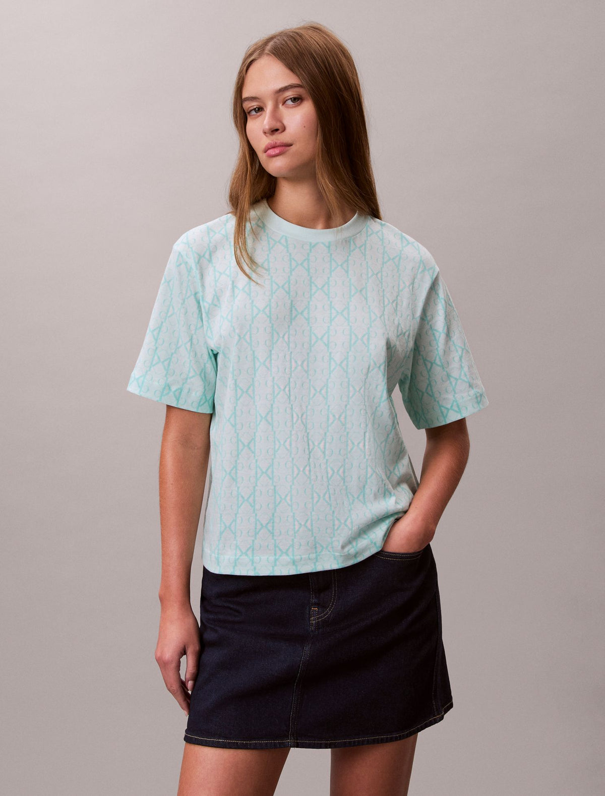 Allover Monogram Boxy T-Shirt - Calvin Klein Women