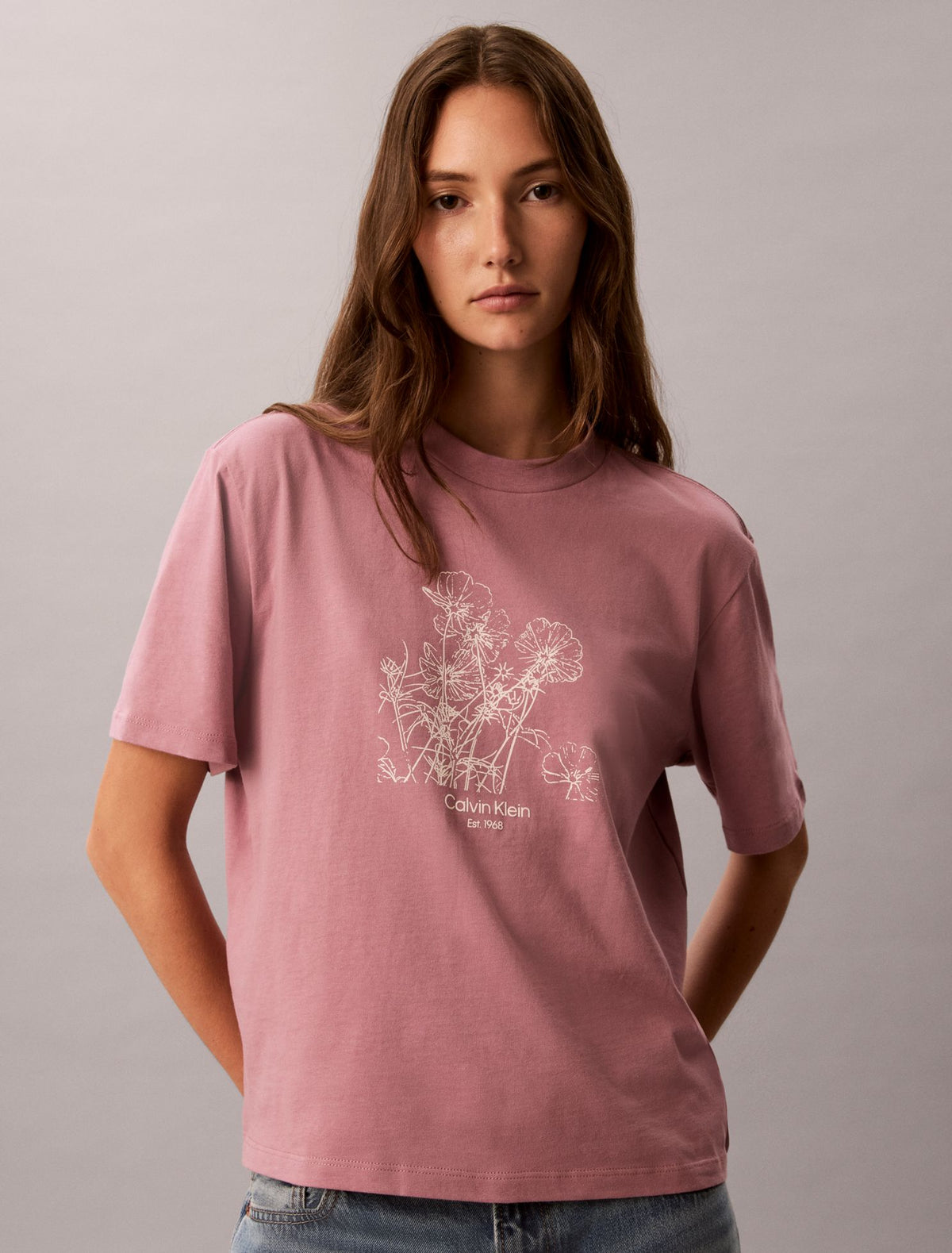 Flower Print Boxy Tee - Calvin Klein Women