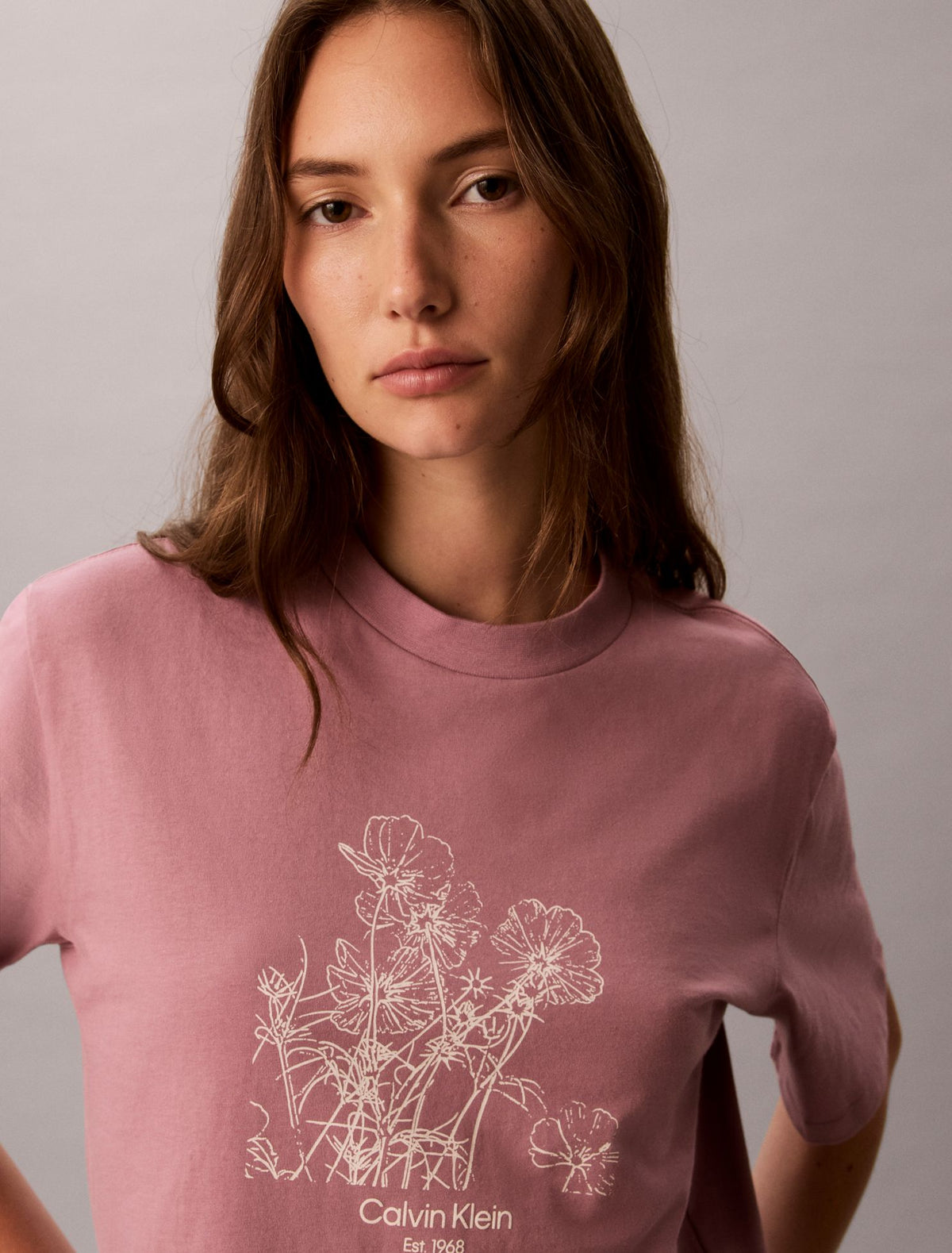 Flower Print Boxy Tee - Calvin Klein Women