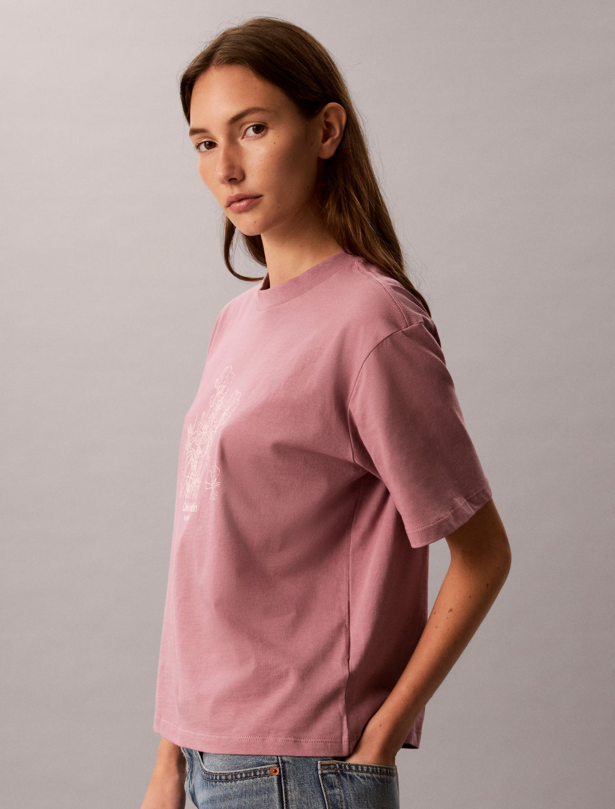 Flower Print Boxy Tee - Calvin Klein Women