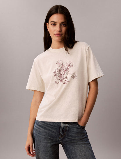 Flower Print Boxy Tee - Calvin Klein Women