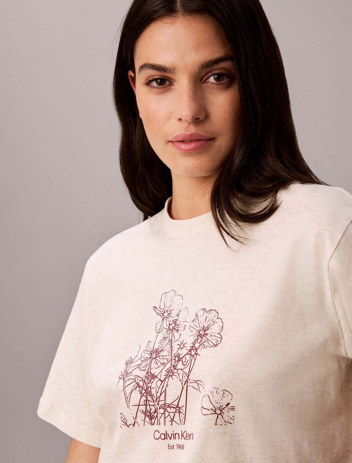 Flower Print Boxy Tee - Calvin Klein Women