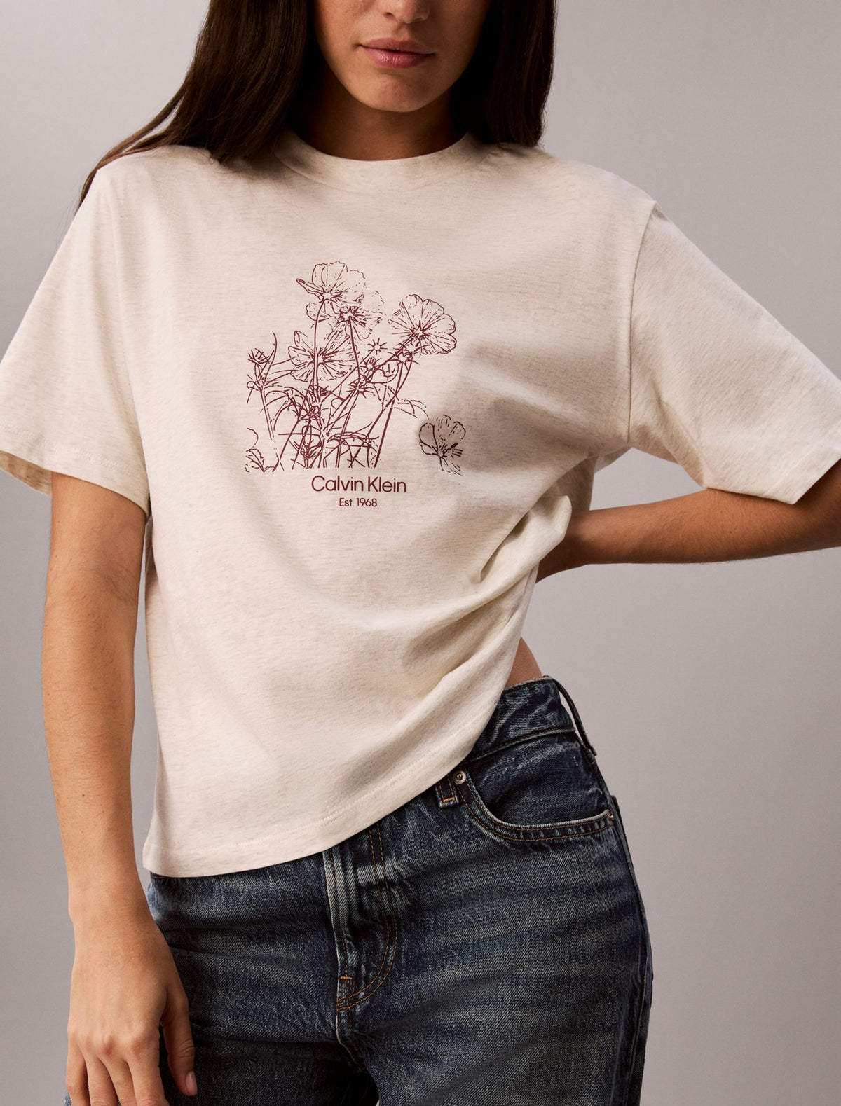 Flower Print Boxy Tee - Calvin Klein Women
