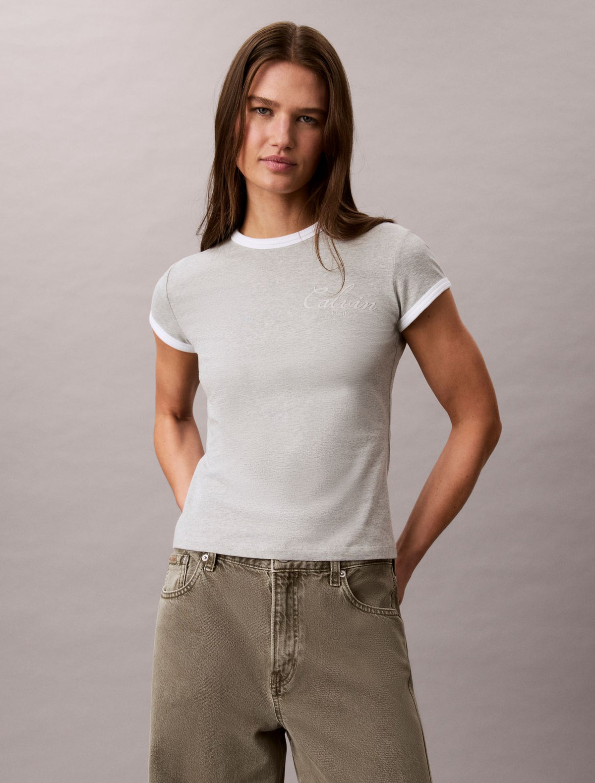 Slim Varsity Logo Ringer Tee - Calvin Klein Women