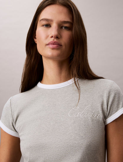 Slim Varsity Logo Ringer Tee - Calvin Klein Women