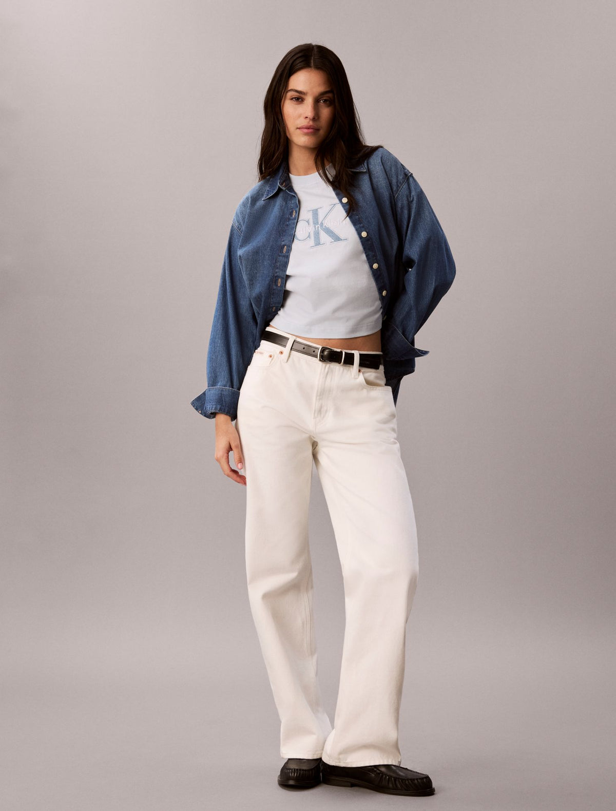 Denim Monologo Boxy T-Shirt - Calvin Klein Women