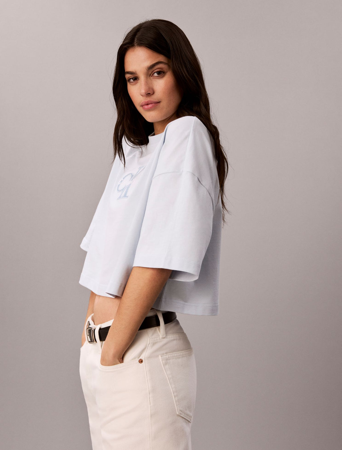 Denim Monologo Boxy T-Shirt - Calvin Klein Women