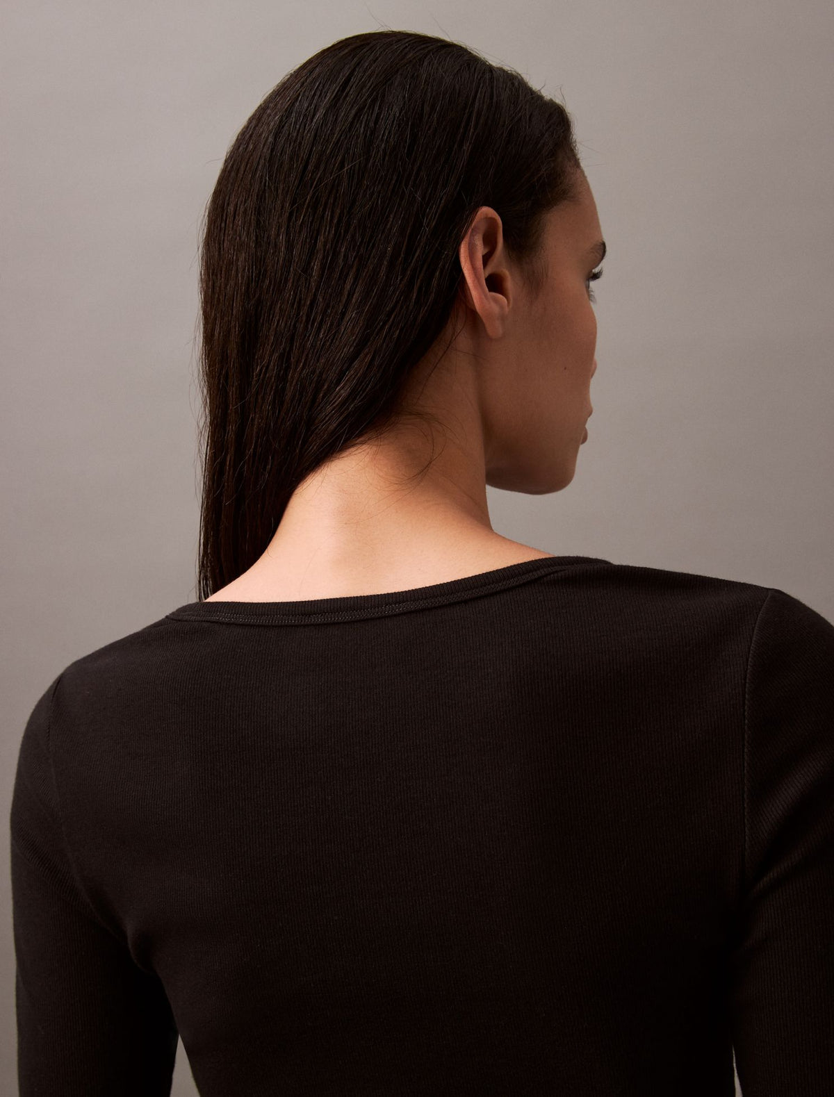 Cotton Contour Rib U-Neck Tee - Calvin Klein Women