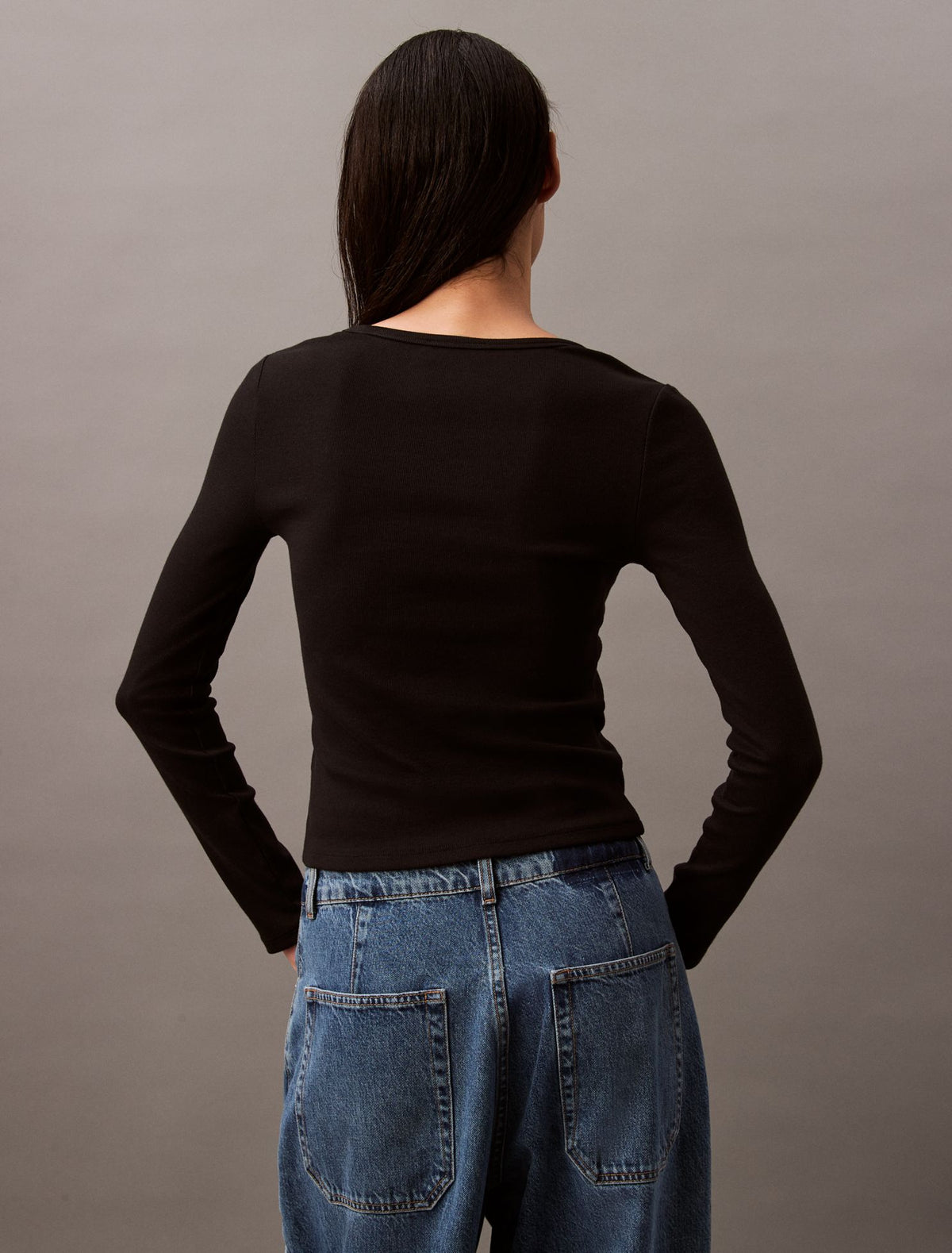 Cotton Contour Rib U-Neck Tee - Calvin Klein Women