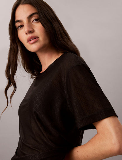 Relaxed Emblem Logo Mesh Crewneck Tee - Calvin Klein Women