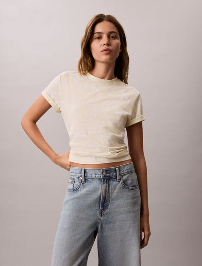 Allover Faded Monogram Classic T-Shirt - Calvin Klein Women