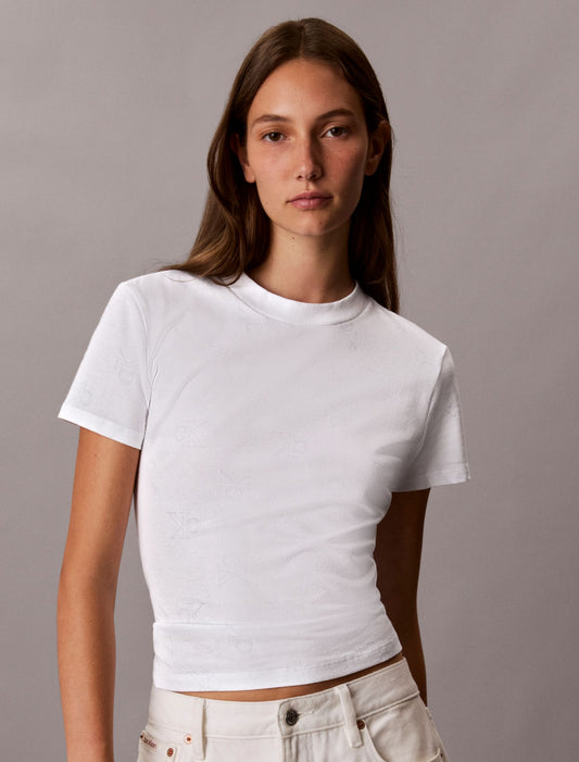 Allover Monogram Slim T-Shirt - Calvin Klein Women
