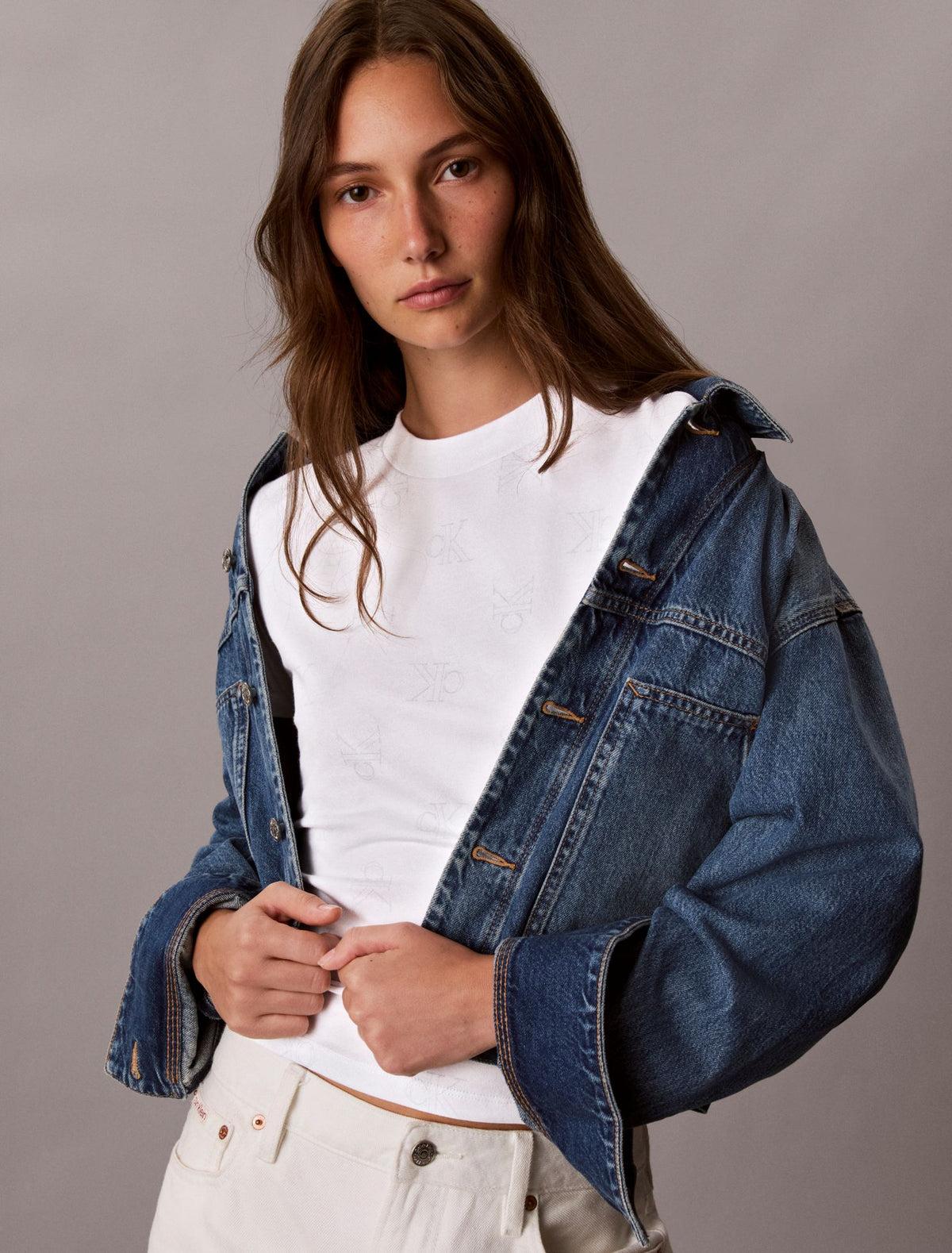 Allover Monogram Slim T-Shirt - Calvin Klein Women