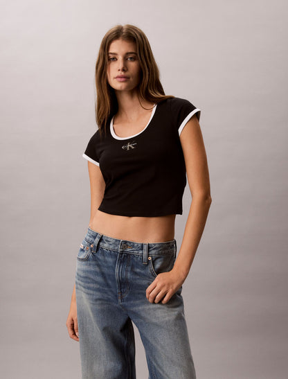 Monologo Graphic Slim T-Shirt - Calvin Klein Women