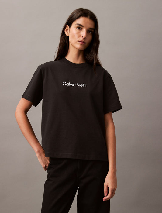 Standard Logo Boxy Fit Crewneck T-Shirt - Calvin Klein Women