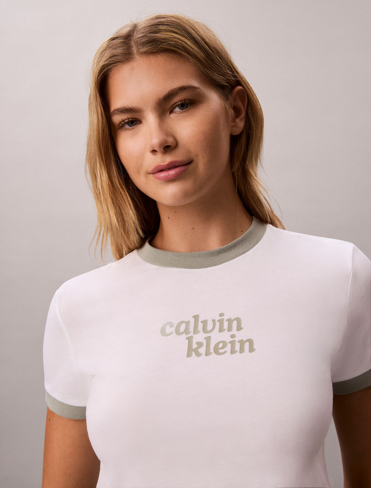 Logo Graphic Cropped Ringer T-Shirt - Calvin Klein Women