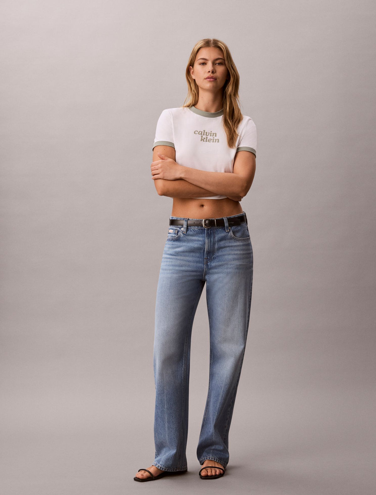 Logo Graphic Cropped Ringer T-Shirt - Calvin Klein Women