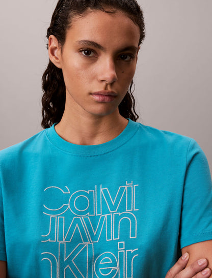 Glitter Logo Graphic Classic T-Shirt - Calvin Klein Women