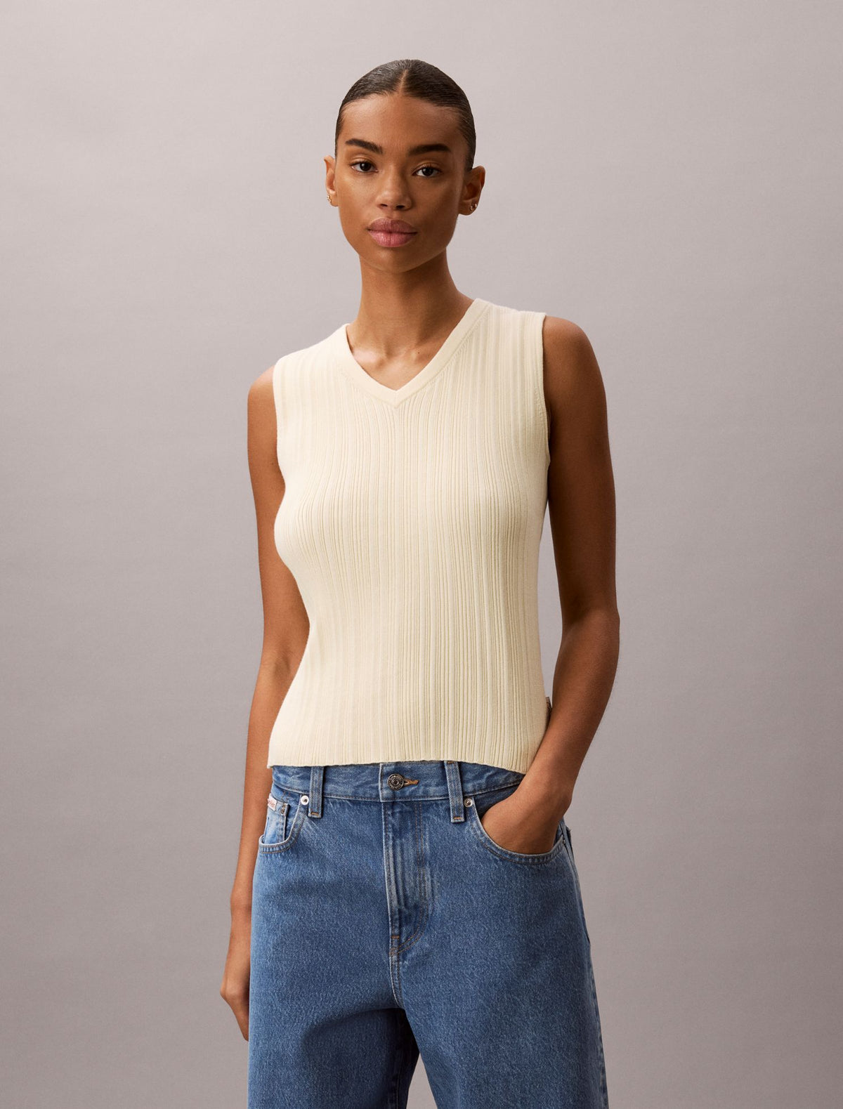 Rib V-Neck Tank Top - Calvin Klein Women