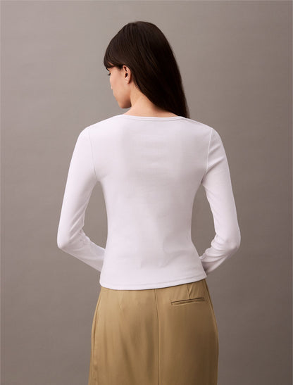 Cotton Contour Rib U-Neck Tee - Calvin Klein Women